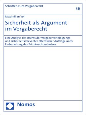 cover image of Sicherheit als Argument im Vergaberecht